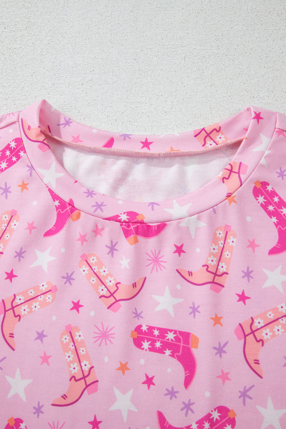 Pink Western Boots Printed Short 2pcs Lounge Set