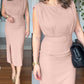 Round Neck Sleeveless Waist Ruched Slit Dress