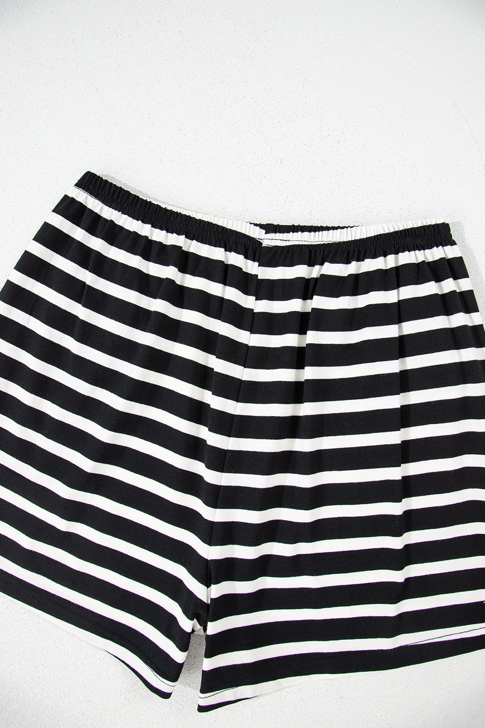 Black White Striped Short Sleeve Top and Shorts Set