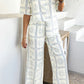 Beige Astra Print Half Sleeve Shirt and Pants Set