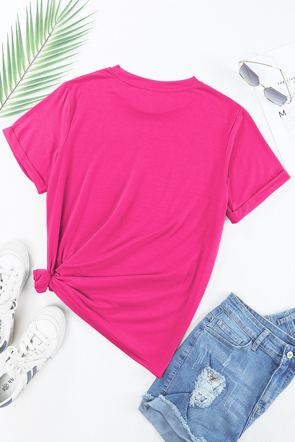 Rose Red Rhinestone Heart Graphic Crew Neck Valentines Tee