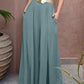 V Neck Tie Strap Sleeveless Jumpsuit Pocket Design Casual Wide Leg Romper