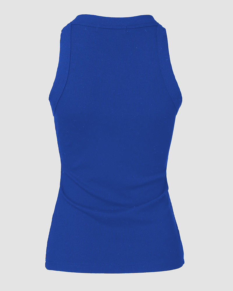 Rhinestone Contrast Sequin Keyhole Neck Sleeveless Slim Fit Elasticity Ribbed Top Elegant Tank