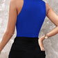 Rhinestone Contrast Sequin Keyhole Neck Sleeveless Slim Fit Elasticity Ribbed Top Elegant Tank