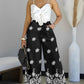 2 Pieces Outfit Embroidered Bow Strap Top with Zipper Back and Tribal Print Wide Leg Pants Set