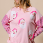 Pink Sequined Santa Claus Long Sleeve Christmas Sweatshirt