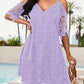 V Neck Cold Shoulder Sleeveless Lace Hem Straight Dress Vacation Dress