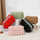 Black Fluffy Zipper Large Makeup Bag