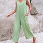 V Neck Pocket Design Casual Jumpsuit
