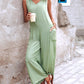 V Neck Pocket Design Casual Jumpsuit