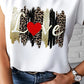 Leopard Heart Love Print Cap Sleeve Top