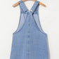 Beau Blue Wide Strap Button Front Pocketed Denim Mini Dress
