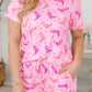 Pink Western Boots Printed Short 2pcs Lounge Set