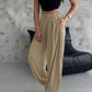 High Waist Elastic Dtrawstring Cuffed Pants Casual Loose Fit Ruched Pants