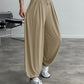High Waist Elastic Dtrawstring Cuffed Pants Casual Loose Fit Ruched Pants