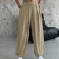 High Waist Elastic Dtrawstring Cuffed Pants Casual Loose Fit Ruched Pants