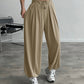 High Waist Elastic Dtrawstring Cuffed Pants Casual Loose Fit Ruched Pants