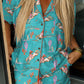 Aruba Blue Cowgirl Country Print Pajamas Set