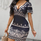 Tribal Print Plunge Bodycon Dress