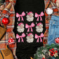 Black Santa Claus Bow Knot Christmas Graphic T Shirt