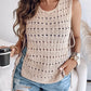 Round Neck Sleeveless Hollow out Crochet Sweater