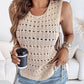 Round Neck Sleeveless Hollow out Crochet Sweater