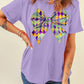 Wisteria Mardi Gras Bowknot Pattern Crew Neck T Shirt
