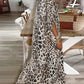 Leopard Print Turn down A Line Long Sleeve Front Button Shirt Dress Casual Dress