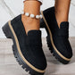 Black Faux Suede Slip-on Chunky Loafers