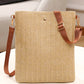 Oatmeal Straw Woven Single Button Crossbody Bag