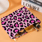 Bright Pink Leopard Print Corduroy Zipped Makeup Storage Bag