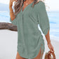 V Neck Roll Up Sleeve Hollow out Drawstring Mini Dress Vacation Dress