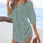 V Neck Roll Up Sleeve Hollow out Drawstring Mini Dress Vacation Dress