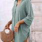 V Neck Roll Up Sleeve Hollow out Drawstring Mini Dress Vacation Dress