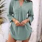 V Neck Roll Up Sleeve Hollow out Drawstring Mini Dress Vacation Dress