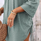 V Neck Roll Up Sleeve Hollow out Drawstring Mini Dress Vacation Dress