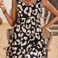 Black Leopard Print U Neck Sleeveless High Waist Dress