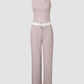 Notch Neck Top & Colorblock Pocket Design Pants Set