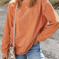 Orange Ribbed Corded Oversized Sweatshirt