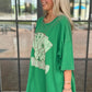 Bright Green Rhinestone Lucky Poker Cards Oversized T Shirt Mini Dress