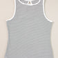 White Striped Print Ribbed Knit Sleeveless Top
