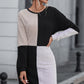 Black Ribbed Color Block Drop Shoulder Long Sleeve Mini Dress