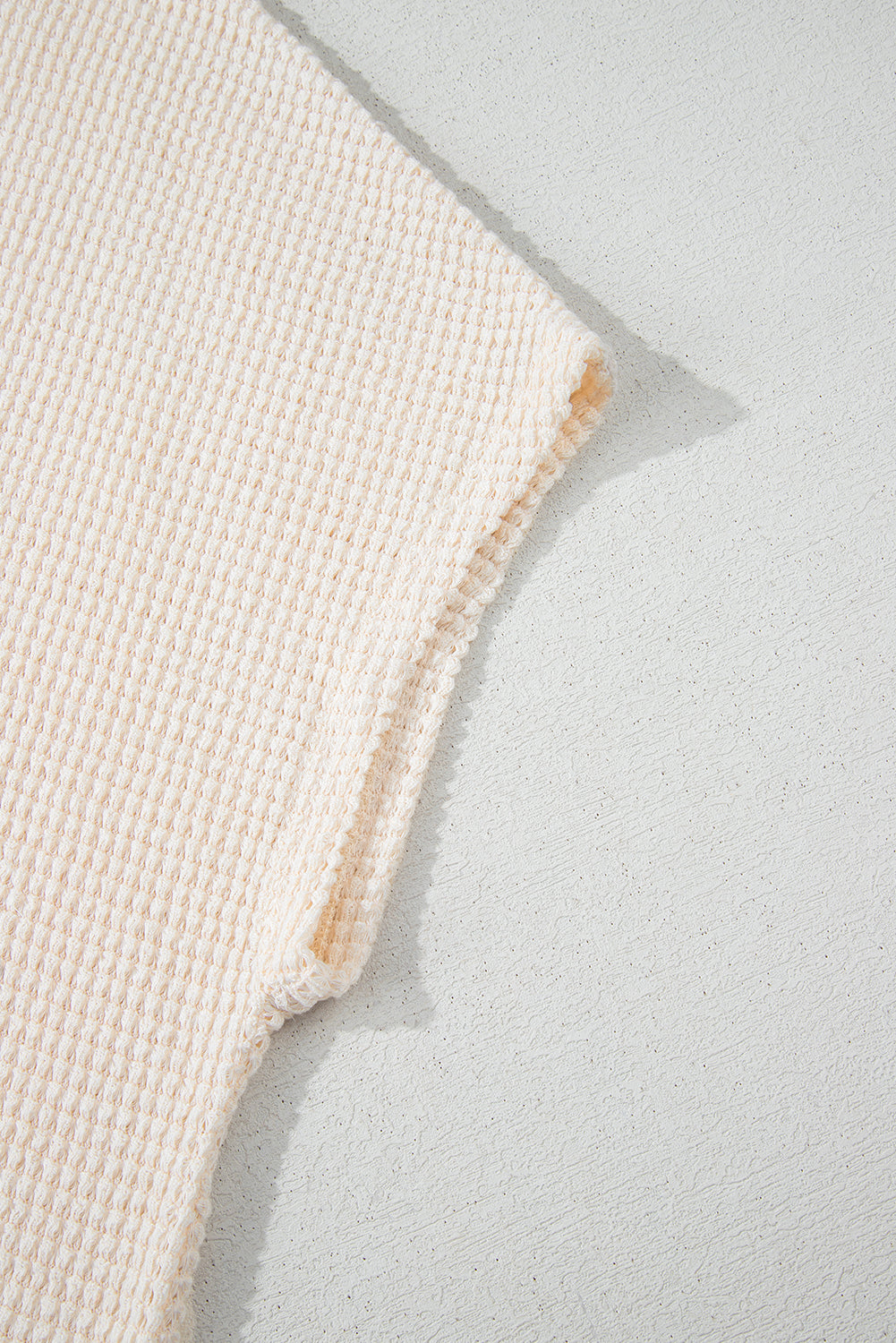 Beige Waffle Exposed Seam Detail Plus Size Short Sleeve Top