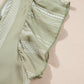 Laurel Green Stripes Ruffled Sleeve Shirred Round Neck Loose Fit Tank Top