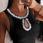 Sparkling Rhinestone Detail Keyhole Neck Bodycon Dress Slim Fit Mini Dress