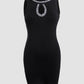 Sparkling Rhinestone Detail Keyhole Neck Bodycon Dress Slim Fit Mini Dress