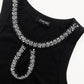 Sparkling Rhinestone Detail Keyhole Neck Bodycon Dress Slim Fit Mini Dress