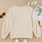 Parchment Eyelet Knit Patchwork Raglan Sleeve Pullover Top