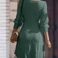 V Neck Long Sleeve Knit Mini Dress Casual A Line Sweater Dress