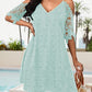 V Neck Cold Shoulder Sleeveless Lace Hem Straight Dress Vacation Dress